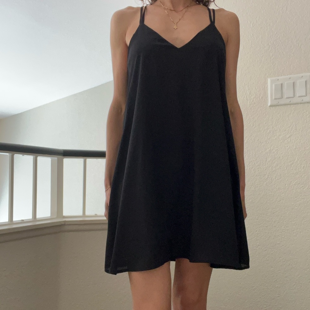 Elegant Black Flowy Slip Dress